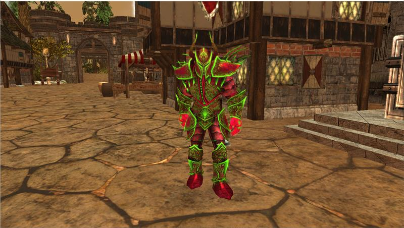 Infernal Armor dyed with Christmas Red and Elf Green dyes